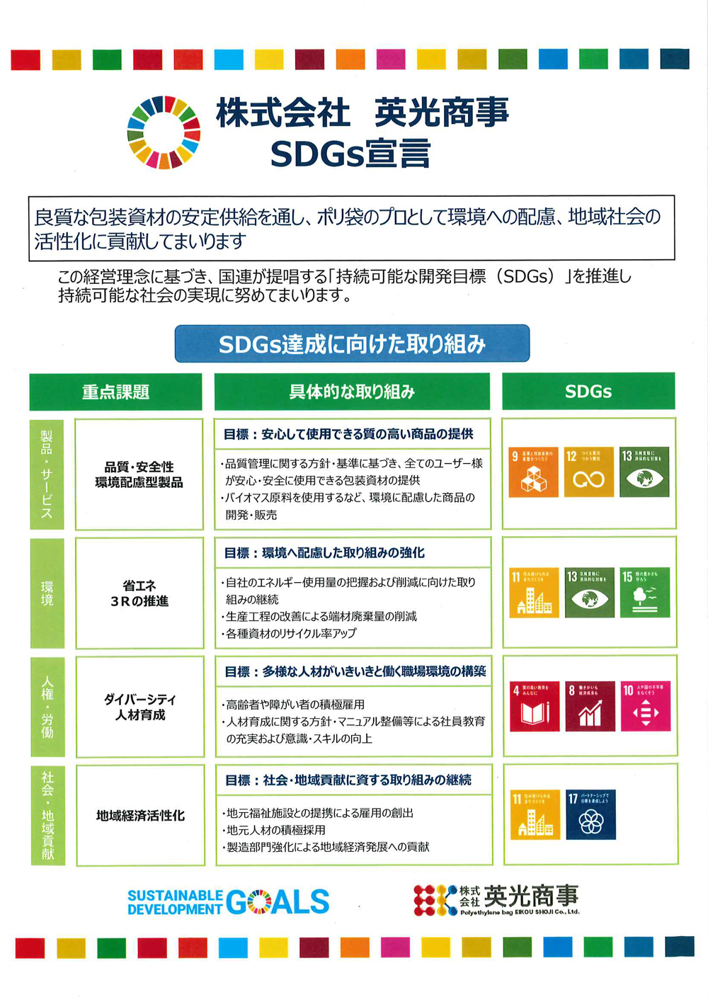 株式会社 英光商事 SDGs宣言